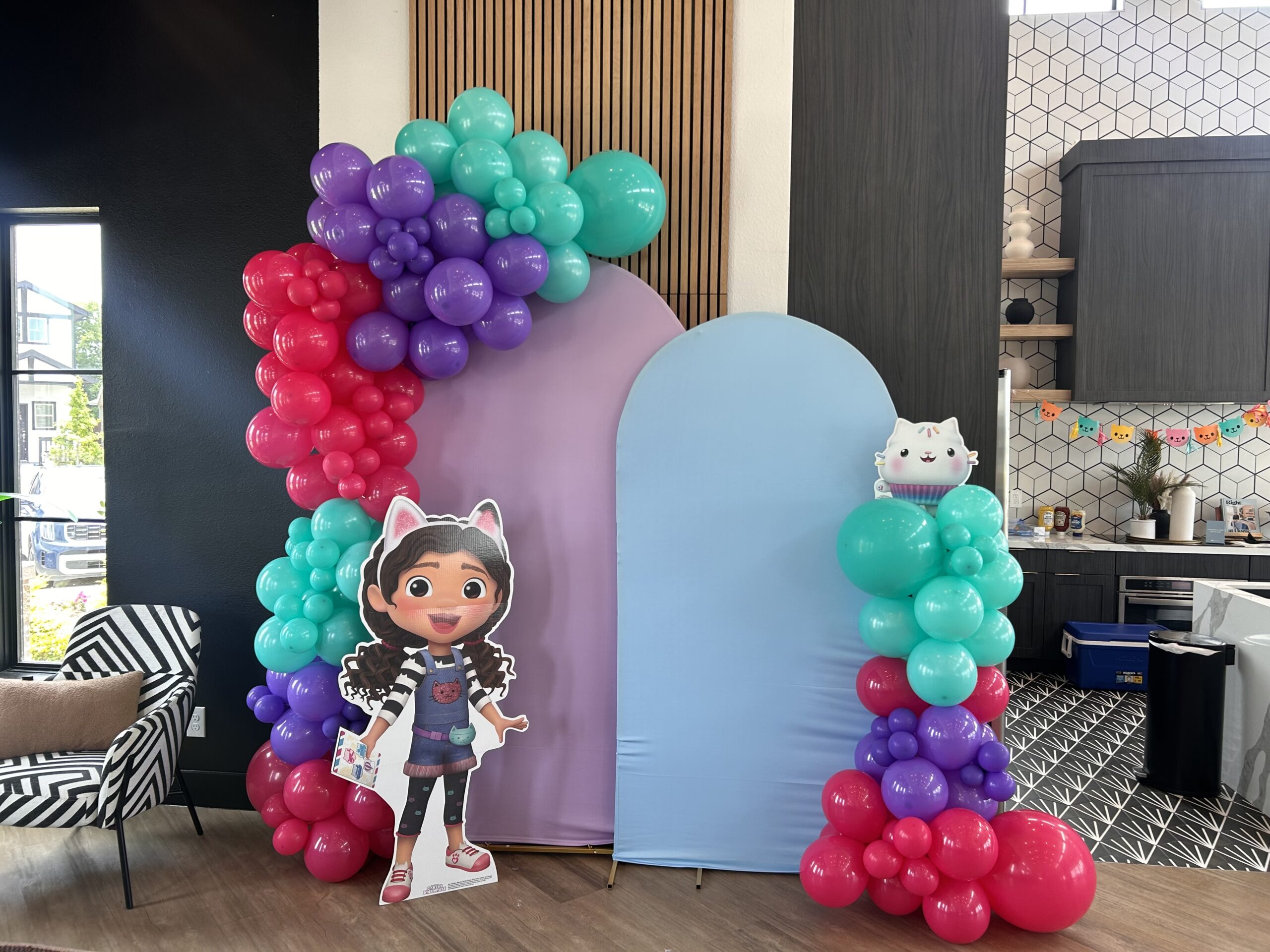 Colorful balloon backdrop for a party